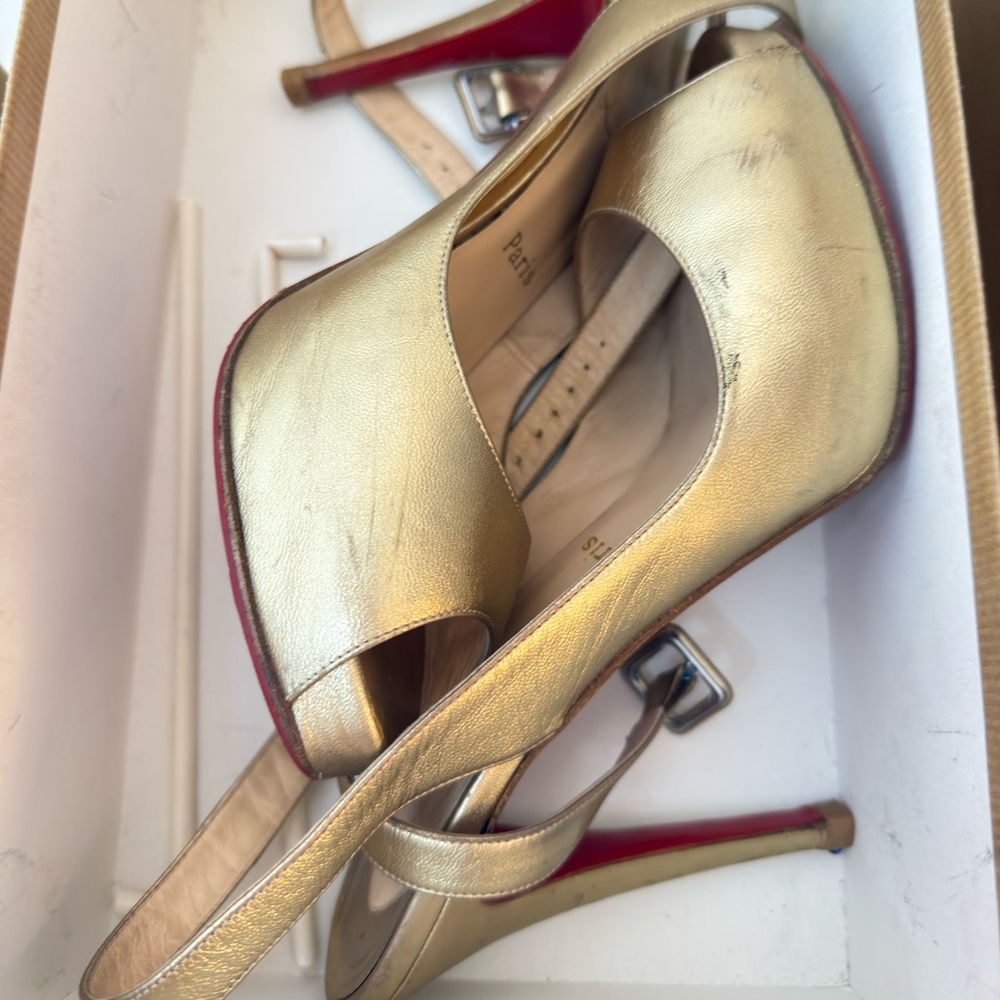 Christian Louboutin gold strappy sandals